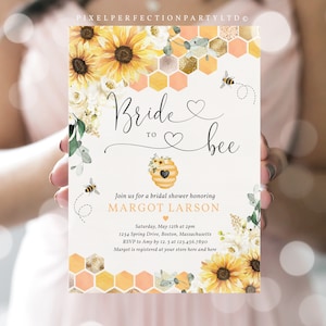 Editable Sunflower Bee Bridal Shower Invitation Sunflower Bride To Bee Bridal Shower Bride To Bee Shower Summer Bee Bridal Instant File BQ