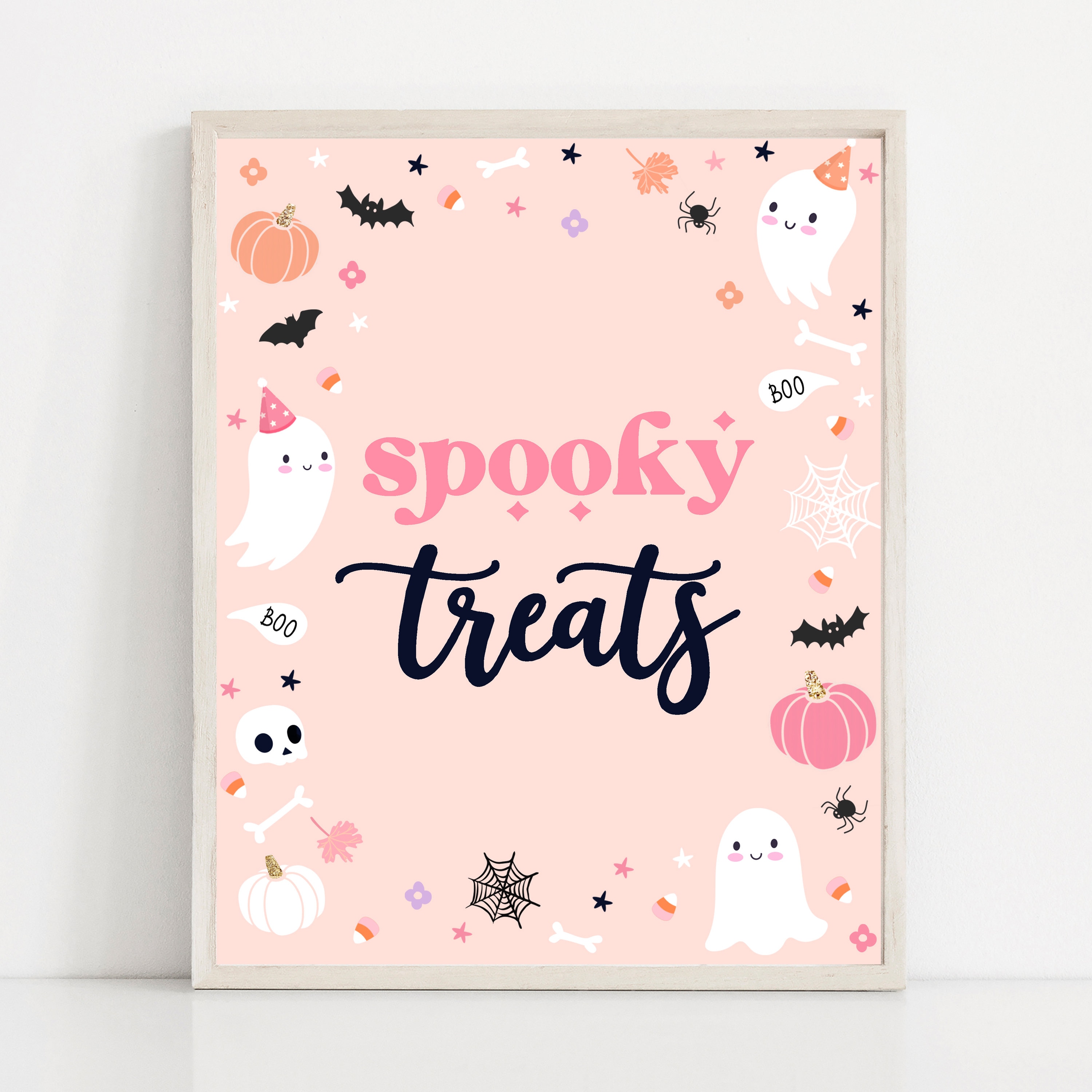Pink Halloween Ghost Party Sign Pink Ghost Spooky Treats Sign ...