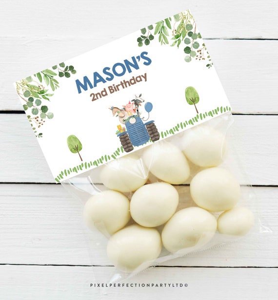 Editable Farm Birthday Treat Bag Toppers Blue Tractor Farmyard Animals Favors Farm Tractor Petting Zoo Birthday Party Instant Download KJ Il_570xn