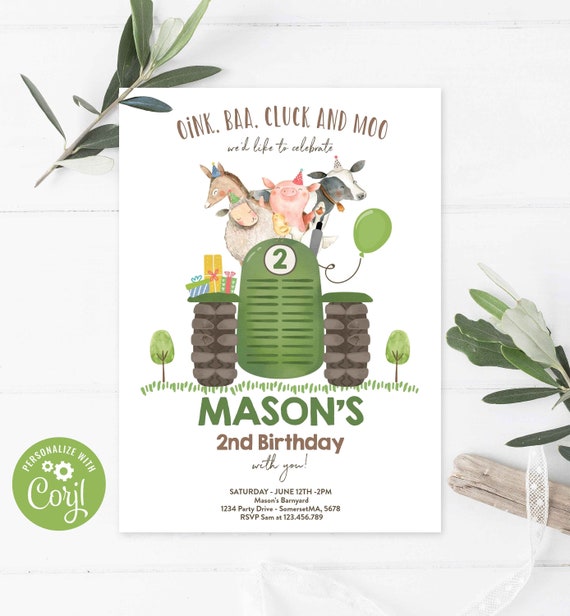 Editable Farm Birthday Invitation Boy Farm Animals Birthday Invitation Boy Barnyard Birthday Party Petting Zoo Party Instant Download BY Il_570xn