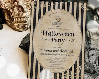 Editable Halloween Party Invitation Vintage Halloween Party Invitation Adult Halloween Spooktacular Boos Or Brews Party Instant Download HV
