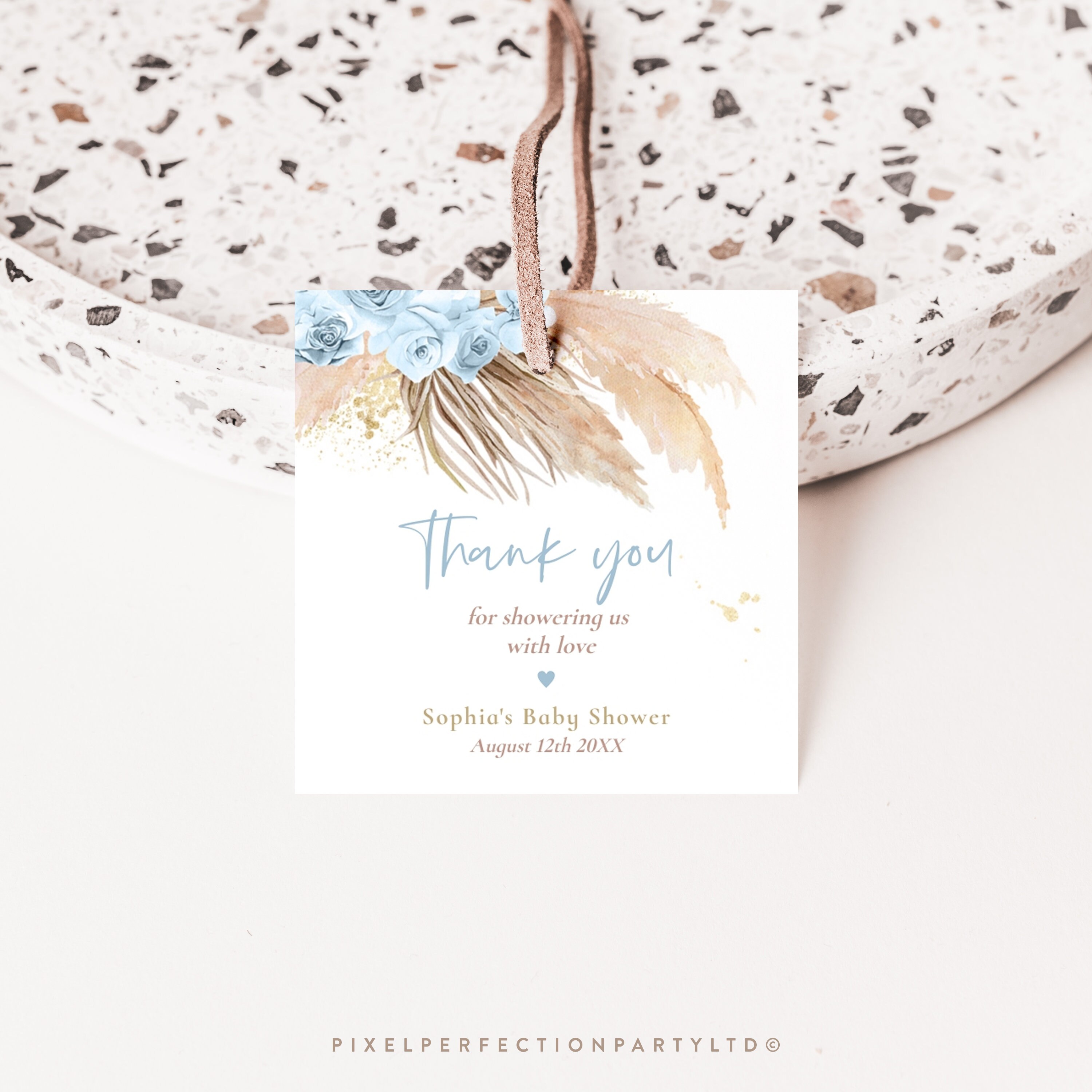 Editable Pampas Grass Favor Tag Bohemian Baby Shower Decorations Boho ...