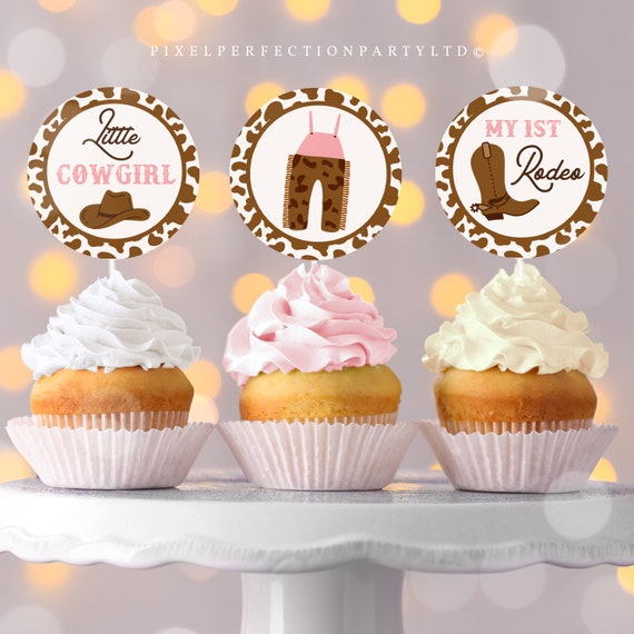 Cowgirl Birthday Party Cupcake Toppers Wild West Cowgirl 1st Rodeo Birthday Party Southwestern Ranch Birthday Decor Instant Download U8 Il_570xn