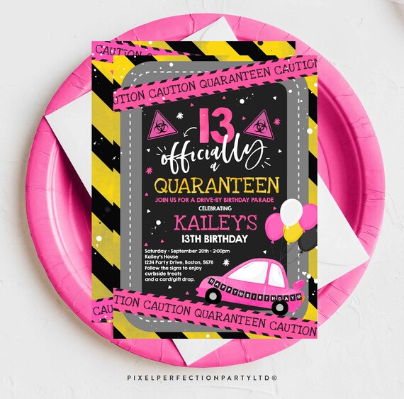 Editable Quarantine Drive By Birthday Parade Invitation Officially A Quaranteen Birthday Invite 13th Birthday Quarantine Party Instant QP Il_570xn