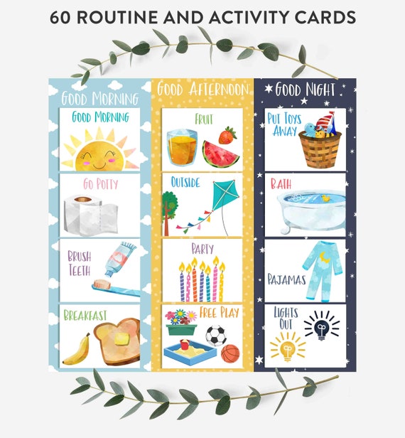 Visual Schedule Kids Daily Routine Chart Toddler Routine Chart Morning Afternoon Evening Routine Preschool Toddler 60 Cards Instant Download By Pixel Perfection Party Ltd Catch My Party