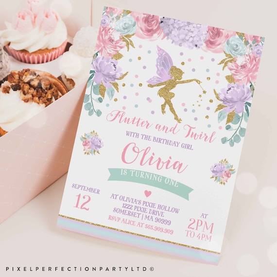 Fairy Invitation Fairy Birthday Invitation Whimsical Enchanted.
