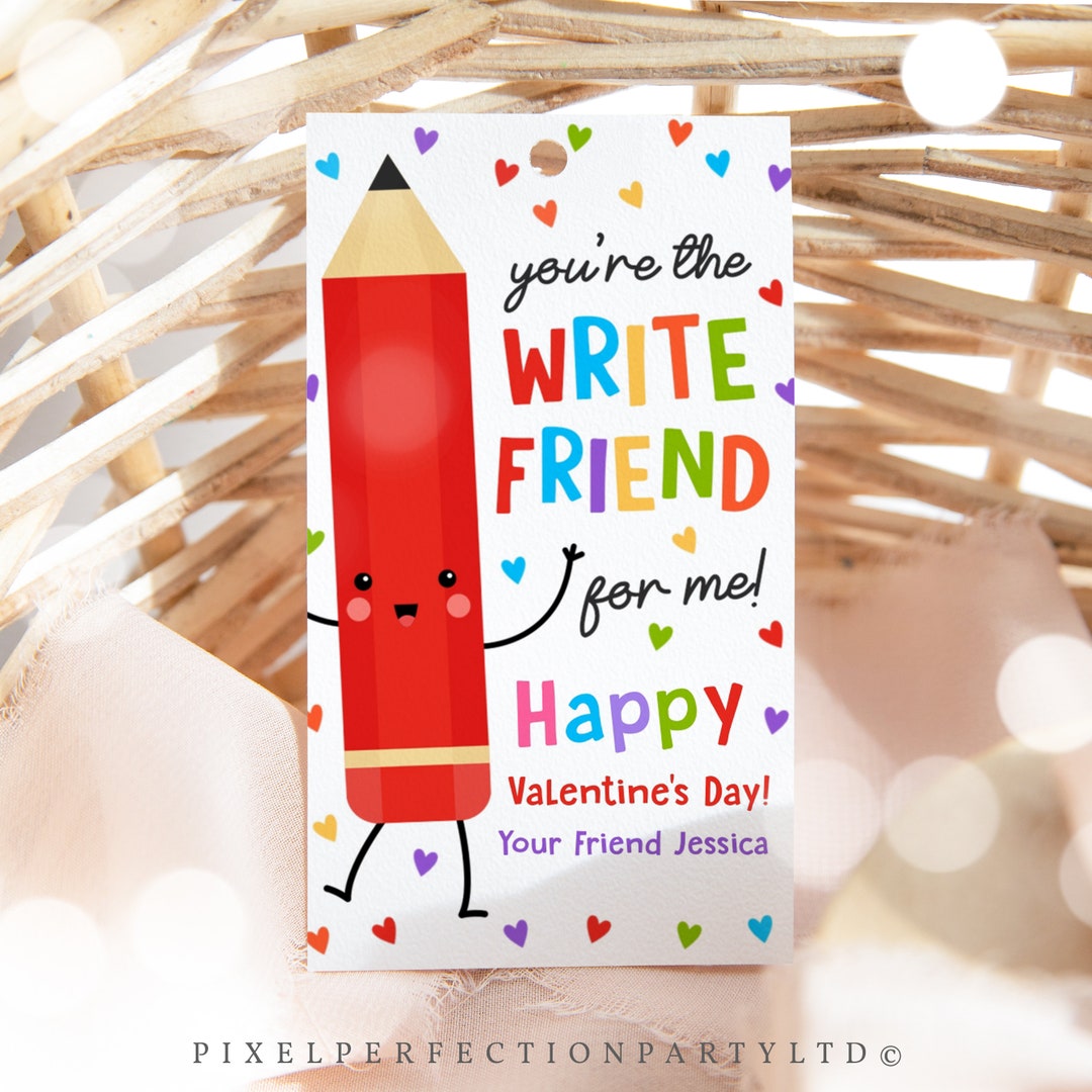 Editable Valentines Pencil Gift Tags Valentines Pencil Etsy