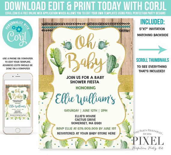 baby shower cactus invitations