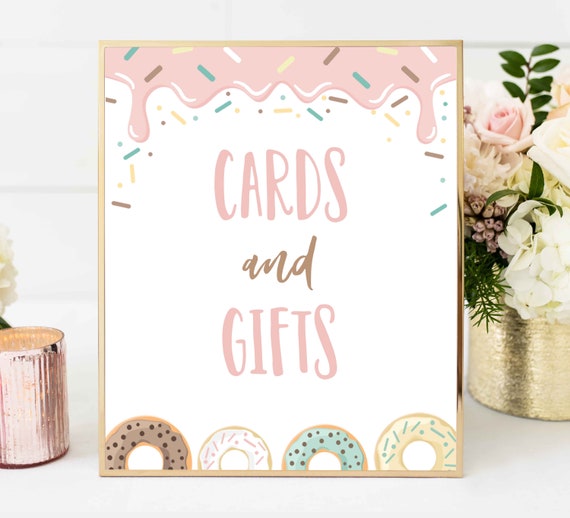Donut Cards And Gifts Table Sign Donut Birthday Party Sign Gifts Station Pink Donut Party Decorations Donut Sprinkle Table Sign Decor SD Il_570xn