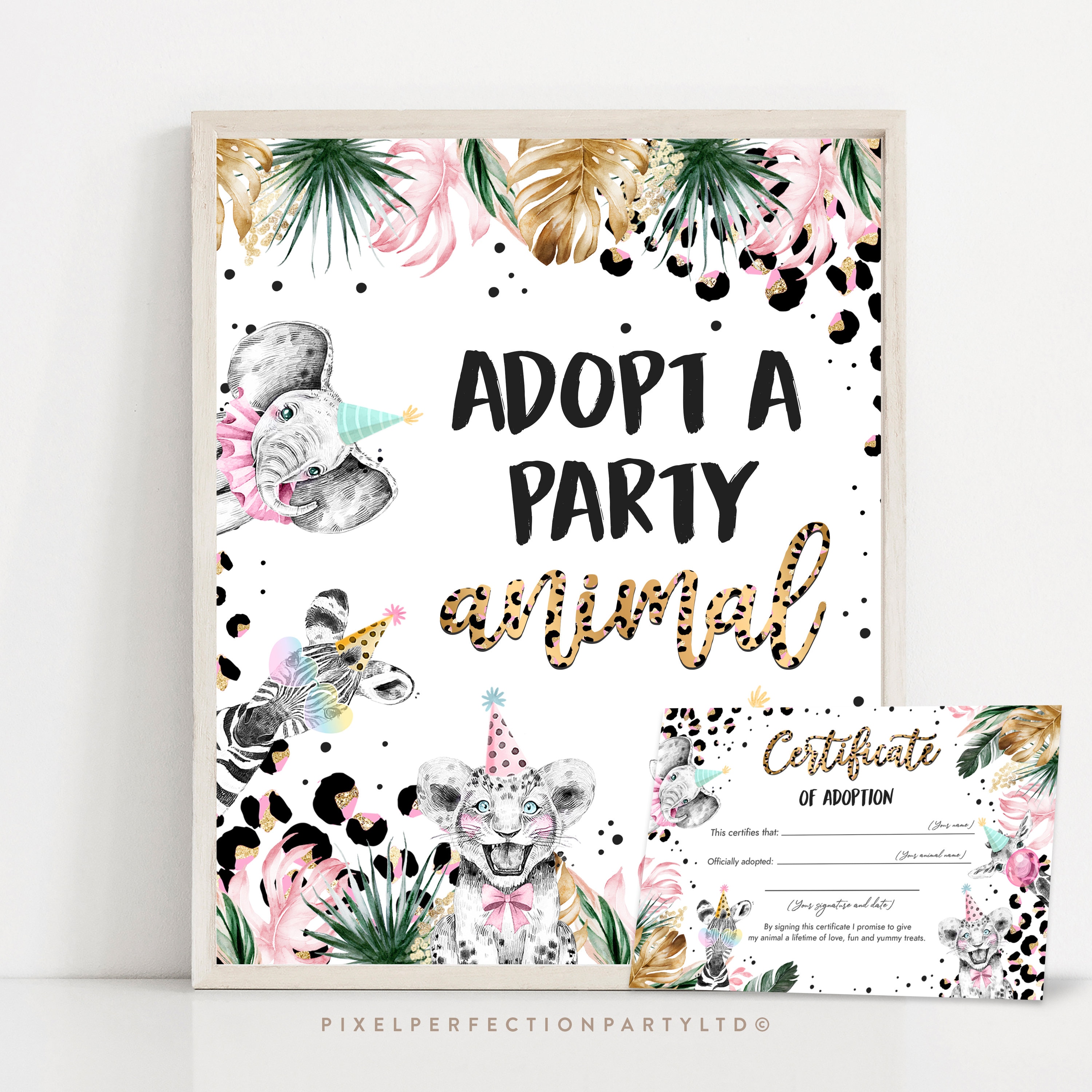 Adopt an Party Animal Adoption Certificate Safari Adoption - Etsy