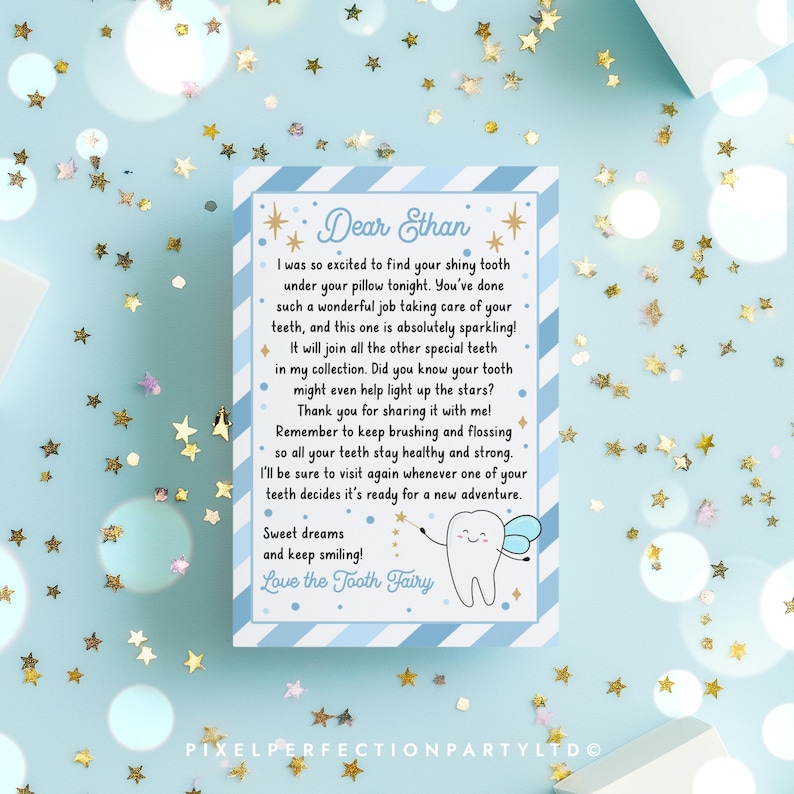 Editable Mini Tooth Fairy Letter Kit Blue Mini Tooth Fairy Letter Set ...
