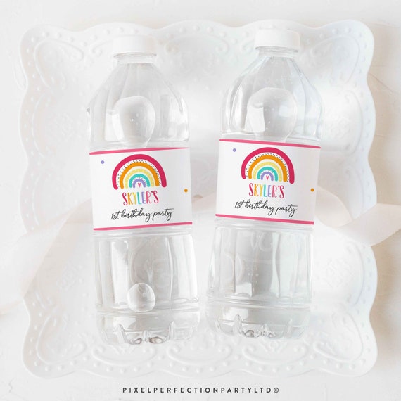 Editable Rainbow Water Bottle Labels Bright Rainbow Party Favor Labels Modern Colorful Rainbow Party Decor Instant Download Editable File RM Il_570xn
