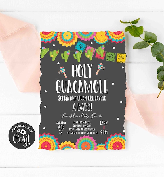 holy guacamole baby shower invitations
