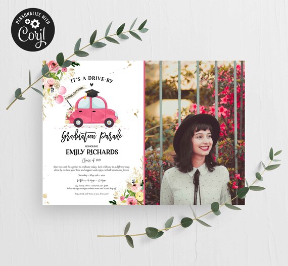 Editable Drive By Graduation Parade Invitation Drive Through Graduation Party Social Distancing Quarantine Graduate 2020 Instant Download FD Il_570xn