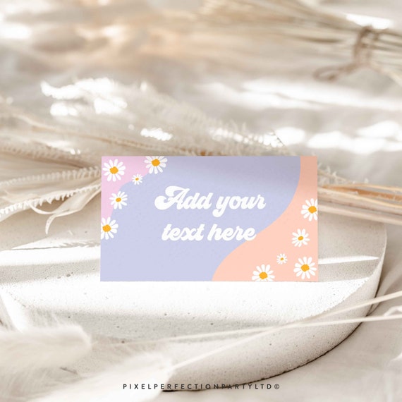 Editable Groovy Birthday Party Folded Food Labels Retro Groovy Floral 70's Birthday Party Hippie Festival Vibes Party Instant Download FR Il_570xn