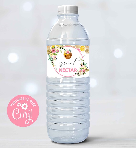 Editable Bee Water Bottle Labels Honey Bee 1st Birthday Editable Water Labels Floral Bumble Bee Party Bottle Wraps Instant Download BH Il_570xn