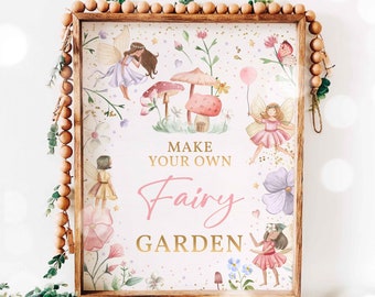 Fairy Birthday Party Make A Fairy Garden Table Sign Whimsical Enchanted Magical Floral Fairy Princess Party Decorations Instant Download SF