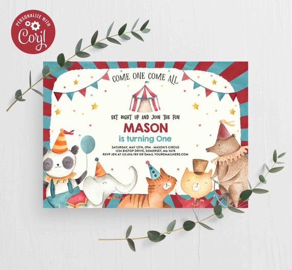 Editable Circus Invitation Carnival Invitation Circus Carnival Birthday Party Boy Circus Birthday Party Instant Editable File Corjl CW Il_570xn