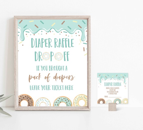 Donut Diaper Raffle Sign And Diaper Raffle Tickets Donut Party Decorations Donut Baby Shower Signs And Raffle Ticket Instant Download SD Il_570xn