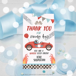 Editable Two Fast Birthday Favor Tag Red Race Car Party Favor Tag Race Car Birthday Gift Tag Two Fast 2 Birthday Party Instant Download VR