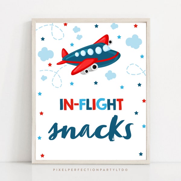 In-Flight Snacks Airplane Birthday Party Sign Aircraft Birthday Party Airplane 1st Birthday AirPlane Party Decorations Instant Download PA