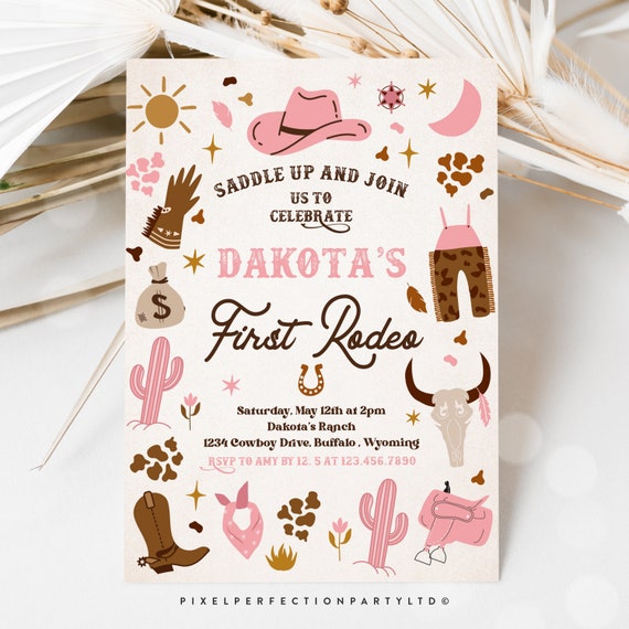 Editable Cowgirl Birthday Party Invitation Wild West Cowgirl 1st Rodeo  Birthday Party Southwestern Ranch Birthday Party Instant Download U8 -   Israel