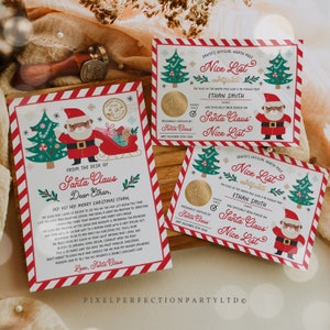 Editable Official Letter From Santa Claus And Official Nice List Certificate Bundle North Pole Mail Christmas Eve Box Instant Download E23