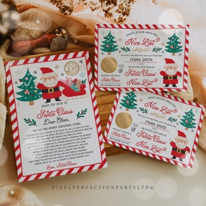 Editable Official Letter From Santa Claus And Official Nice List Certificate Bundle North Pole Mail Christmas Eve Box Instant Download E23
