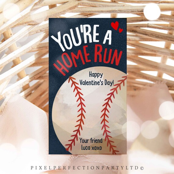 Editable Baseball Valentine's Day Gift Tag Valentine You're A Home Run Baseball Tag Classroom School Valentine Gift Tag Instant Download VL Il_570xn