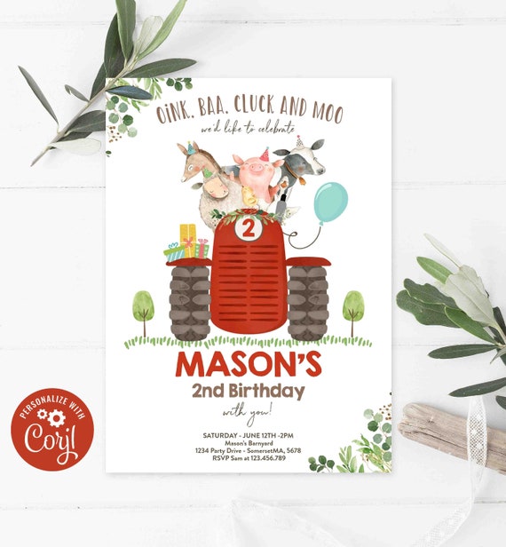Editable Farm Birthday Invitation Boy Farm Animals Birthday Invitation Boy Barnyard Birthday Party Petting Zoo Party Instant Download KJ Il_570xn