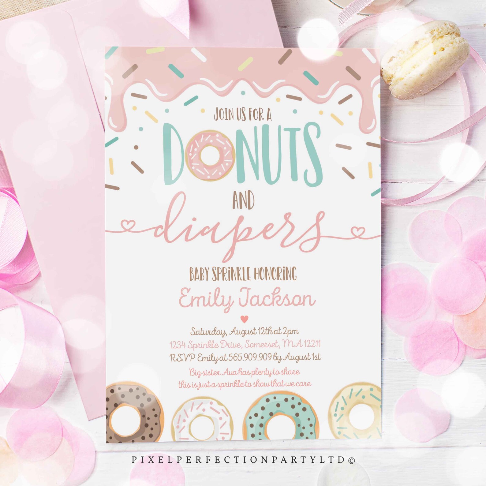 Editable Donuts and Diapers Baby Sprinkle Donut Baby Sprinkle - Etsy