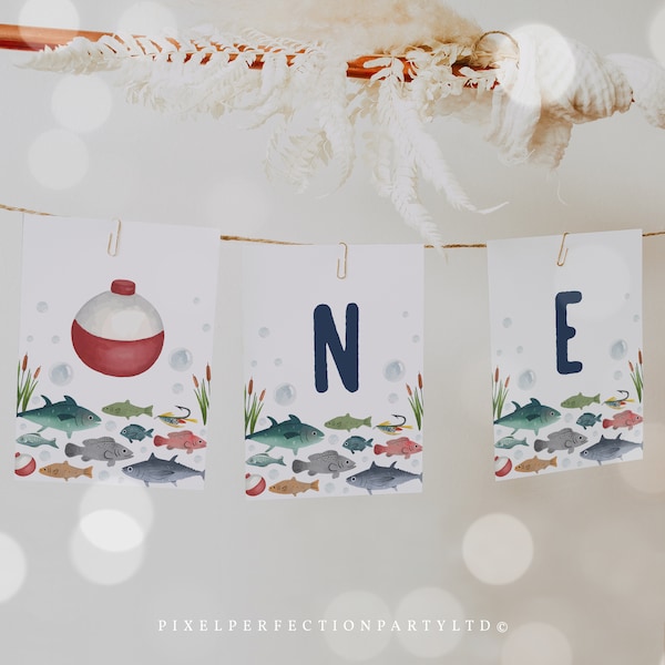 Fishing Birthday Party Highchair Banner Fishing I Am One 1st Birthday Banner O-Fish-Ally One 1st Birthday Party Decor Instant Download FK2