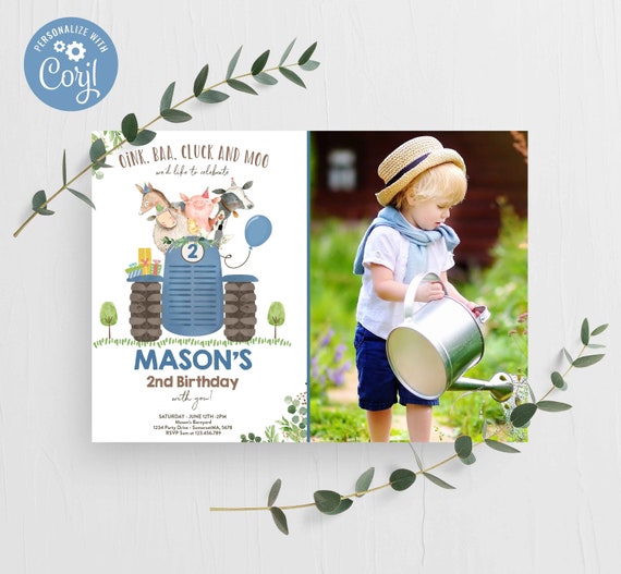 Editable Farm Birthday Invitation Boy Farm Animals Birthday Invitation Boy Barnyard Birthday Party Petting Zoo Party Instant Download BY Il_570xn