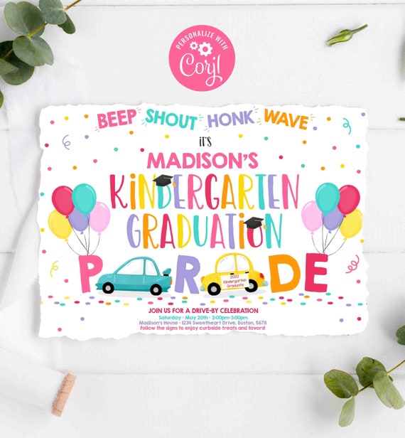 Editable Drive By Kindergarten Graduation Parade Invitation Drive Thru Kindergarten Grad Party Quarantine Grad 2020 Instant Download BP Il_570xn