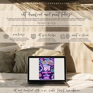 Editable 90s Bachelorette Weekend Invitation And Itinerary Back To The 90s Neon Retro Rewind 1990s 2000s Y2K Bachelorette Instant File Y7 bild 6