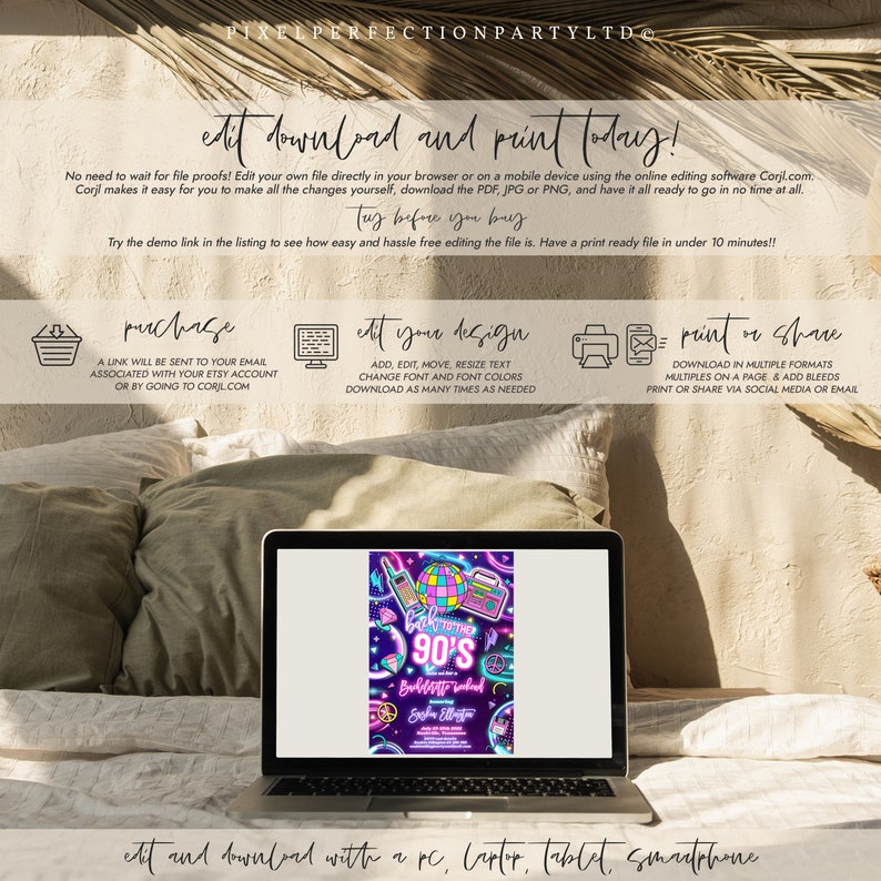 Editable 90s Bachelorette Weekend Invitation And Itinerary Back To The 90s Neon Retro Rewind 1990s 2000s Y2K Bachelorette Instant File Y7 bild 6