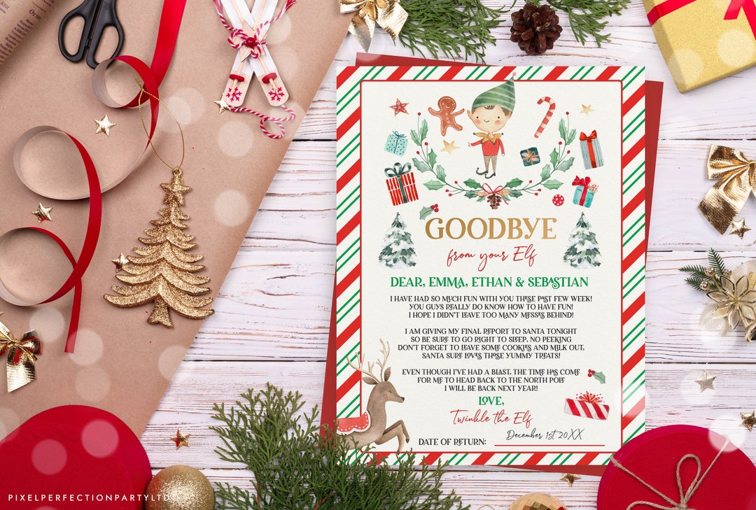 Editable Elf Goodbye Letter Elf Departure Letter Elf Farewell