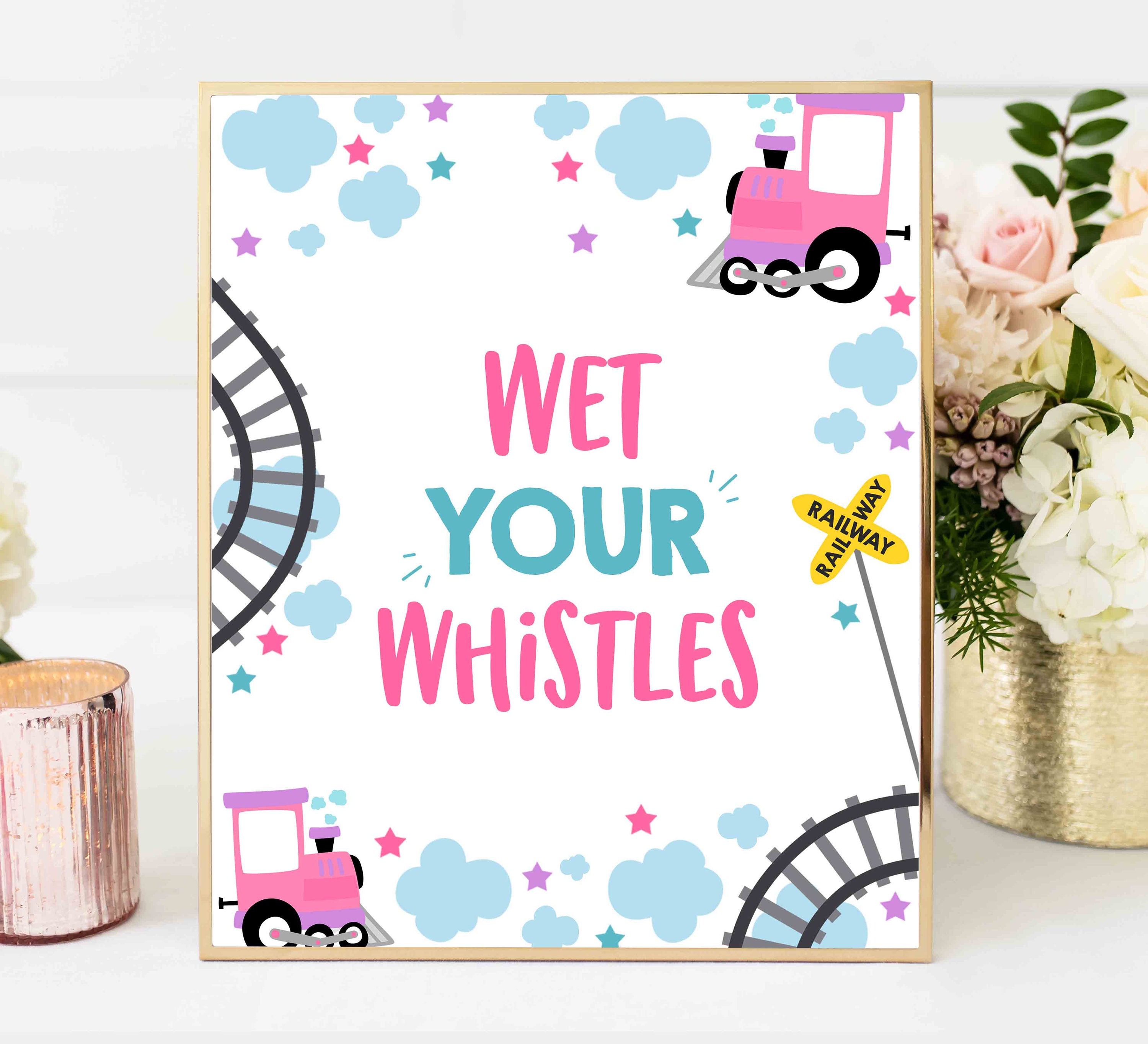 Wet Your Whistle Table Sign Choo Choo Train Party Sign Train Etsy