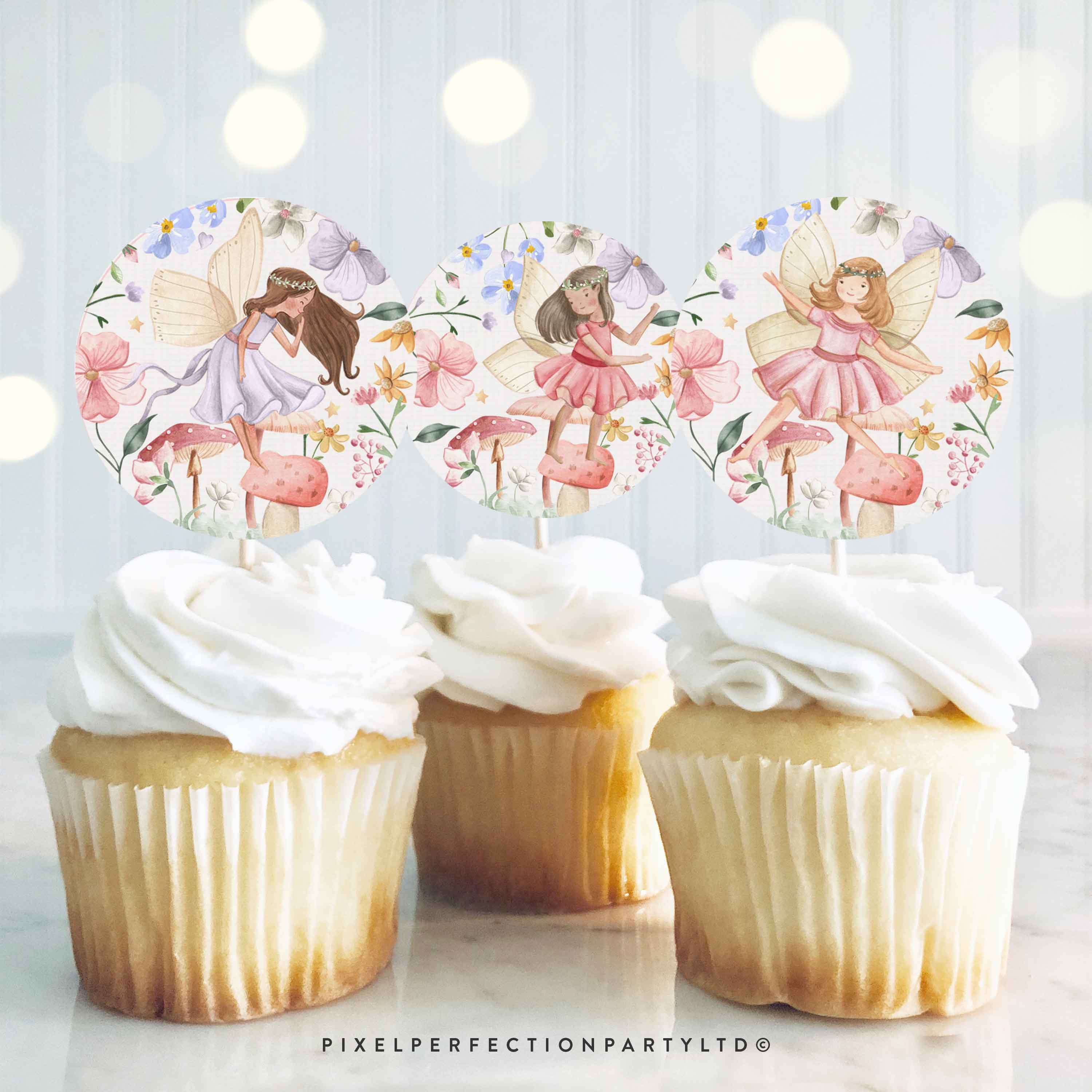 Knitting Edible Cupcake Toppers - Stand-up Fairy Cake Decorations / Birthday