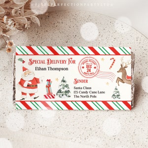 EDITABLE Personalized Candy Bar From Santa Claus Gift From Santa Holiday Candy Bar Wrapper Christmas Eve Box Printable Instant Download LE