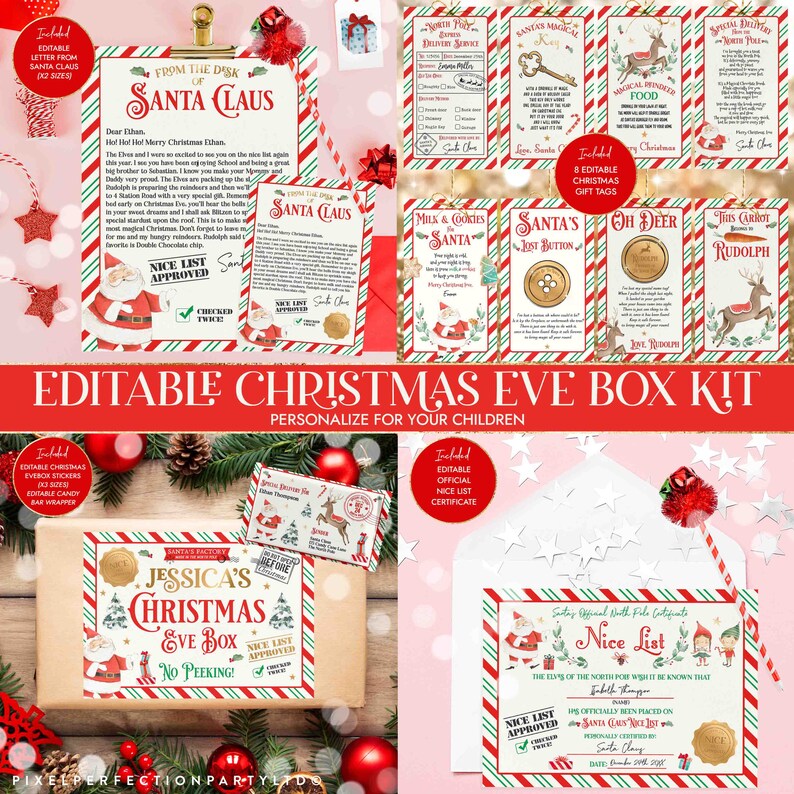 EDITABLE Christmas Eve Box Kit Letter From Santa Nice | Etsy