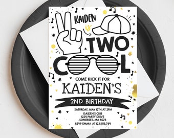 Editable Two Cool Birthday Invitation Two Cool Party Boy's 2nd Birthday Party I'm Two Cool Sunglasses Birthday Party Instant Download CT