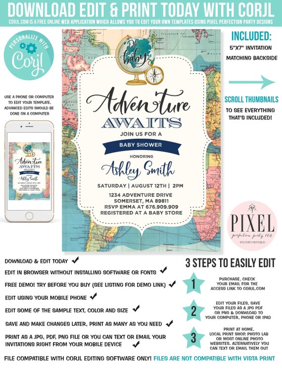 travel baby shower invite