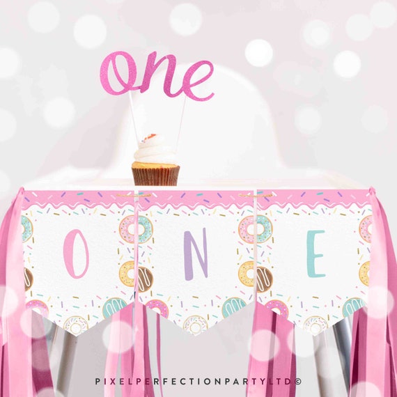 Donut Party Donut Grow Up Banner Donut Banner Donut One Banner Donut High Chair Banner Donut First Birthday