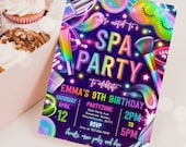 Editable Spa Makeup Birthday Invitation Neon Glow Spa Party Invitation Glitz and Glam Makeup Neon Glow Birthday Party Instant Download TR5 Il_170x135