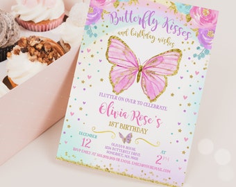Butterfly Birthday Invitation Butterfly Invitation Whimsical Floral Butterfly Floral Butterfly Garden Instant Download Editable File BB