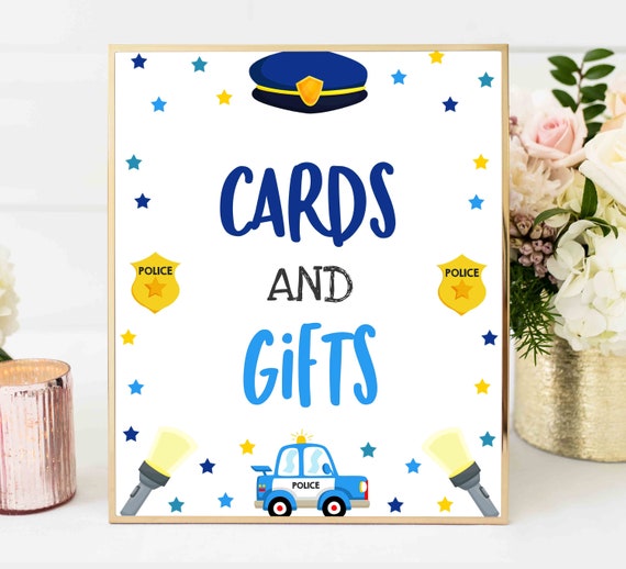 Cards And Gifts Table Sign Police Officer Party Sign Police Station Party Food & Drinks Station Police Party Decorations Table Sign Decor PV Il_570xn