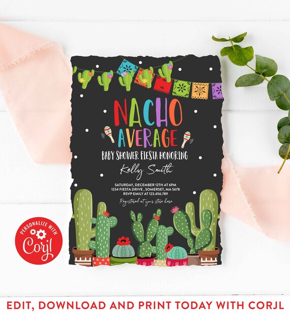 nacho average baby shower invitations