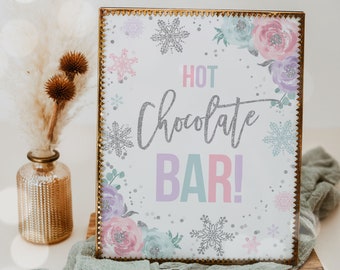 Hot Chocolate Bar Sign Winter Hot Chocolate Bar Sign Winter ONEderland Table Sign Winter Refreshments Winter ONEderland Instant Download WO1