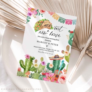 Editable Taco &#39;Bout A New House Invitation Housewarming Fiesta Invitation New House Fiesta Housewarming Party Instant Download GE